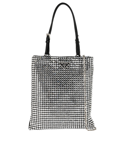 Crystal Top Handle, &pound;1,200, Handbags, Black/Silver, Crystal/Satin, Front view